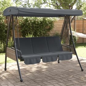 Patio Swing Bench with Adjustable Canopy Dark Gray Steel