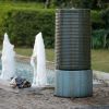 44" Tall Large Round Green Ribbed Tower Water Fountain, Verge Bronze, Cement Outdoor Bird Feeder / Bath Fountain - as Pic