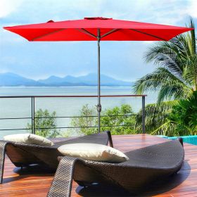 6.5FT × 10FT Patio Umbrella Outdoor Red Uv Protection - as Pic