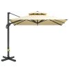 10ft Offset Patio Umbrella, Hanging Cantilever Umbrella, Square Shape, Aluminum Cross Base, Tilt, 360-Degree Rotation, Beige - as Pic