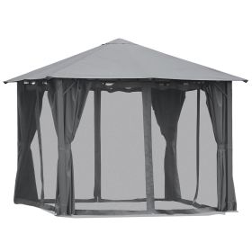 10' x 10' Patio Gazebo, Outdoor Gazebo Canopy Shelter with Netting & Curtains, Vented Roof, for Garden, Lawn, Backyard and Deck, Black - as Pic