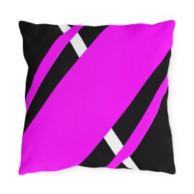 Decorative Outdoor Pillows With Zipper - Set Of 2, Black And Pink Geometric Pattern - 16" × 16"