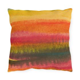 Decorative Outdoor Pillows With Zipper - Set Of 2, Autumn Fall Watercolor Abstract Print - 16" × 16"