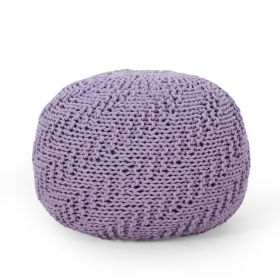 Bordeaux Knitted Cotton Round Pouf, Lavender - as Pic