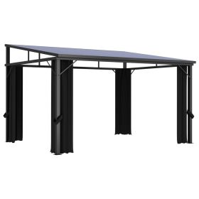 Gazebo with Curtain 13.3'x9.6'x8' Anthracite - Anthracite