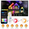 101FT Length Permanent Outdoor Lights With 72Pcs RGB Beads IP67 Waterproof Smart Eave Light For Halloween Christmas Daily House Lighting Works with Al