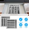 2Pcs Silverware Organizer Utensil Flatware Organizer Kitchen Drawer Silverware Storage Tray with Non-Slip 5 Compartments For Cutlery Spoon Fork