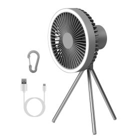 Camping Fan with Lantern 10000mAh Rechargeable Battery Powered Portable Tripod Fan for Tent with Hanging Hook Carabiner Emergency Power Bank Desk Fan