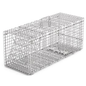 Humane Cat Trap Cage Catch Release Live Animal Rodent Cage Collapsible Galvanized Wire for Raccoons Beavers Groundhogs Foxes Armadillos