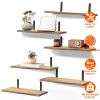 6 Sets Floating Shelves 15.74x5.74Inch Wall Mounted Shelves Wood Storage Shelves Metal Bracket Hanging Display Shelf Wall Organizer for Living Room Ba