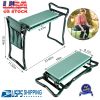 Foldable Garden Kneeler Seat w/ Kneeling Soft Cushion Pad Tools Pouch Portable Gardener Kneeling Bench Stool