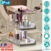 2 Packs 3 Tier Clear Bathroom Organizer with Drawers Dividers Pull-Out Pantry Organization Medicine Bins Slide-Out Storage Container Beauty Cabinet