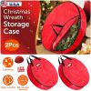 2Pcs φ30in Christmas Wreath Storage Bag 88L Water-resistant Foldable Wreath Container Bag w/ Handles Card Slot