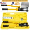 12 Ton Hydraulic Wire Crimper Professional Terminal Crimping Pliers Battery Cable Lug Crimping Tool Set W/ 12 Dies