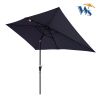 10 x 6.5t Rectangular Patio Solar LED Lighted Outdoor Umbrellas with Crank and Push Button Tilt for Garden Backyard Pool Swimming Pool - as Pic