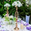 Gold/Silver Wedding Candle Holders Decor Table Centerpiece Pillar Flower Vase Rack Stand Road Lead Floral Bouquet Party Supplies - Gold Small - China