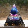 Natural Tiger Eye Orgonite Pyramid Heal Crystals Ball Energy Generator Reiki Chakra Multiplier Orgone Amethyst Meditation Stone - 6cm8 - China