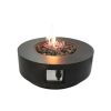 Living Source International 11" H x 30" W Fiber Reinforced Concrete Propane/Natural Gas Outdoor Fire Pit Table with Lid (Charcoal) - 1