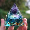 Natural Tiger Eye Orgonite Pyramid Heal Crystals Ball Energy Generator Reiki Chakra Multiplier Orgone Amethyst Meditation Stone - 6cm4 - China