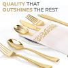 50pcs Gold/Silver Disposable Forks Plastic Tableware Dessert Knives Forks Spoon Cutlery Set Wedding Birthday Party Decor Supply - Gold set - China