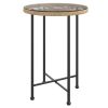 Dining Table Ø21.7" Tempered Glass and Steel - Brown