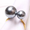 2023 Elegant Pearls Napkin Rings Metal Napkin Holders U-Shaped Napkin Buckle Wedding Gifts Party Christmas Festival Table Decor - CN - 24pcs gold