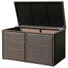 88 Gallon Garden Patio Rattan Storage Container Box - brown