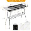 Foldable BBQ Grill Portable Charcoal Barbeque Grill Stainless Steel BBQ Grill For Picnic Camping - Silver