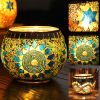 Mosaic Glass Candlestick Color Snowflake Mosaic Candle Holder Romantic Candlelight Table Centerpieces Party Dinner Wedding Decor - 3PCS set C - CN