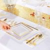 50pcs Gold/Silver Disposable Forks Plastic Tableware Dessert Knives Forks Spoon Cutlery Set Wedding Birthday Party Decor Supply - Gold set - China