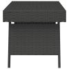 Foldable Side Table Black 23.6"x15.7"x15" Poly Rattan - Black