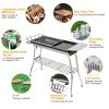 Foldable BBQ Grill Portable Charcoal Barbeque Grill Stainless Steel BBQ Grill For Picnic Camping - Silver