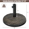 22Lbs Patio Resin Umbrella Base with Wicker Style for Outdoor Use - Bronze