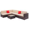 7pcs Brown Rattan Sofa Set - as picture