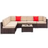 7pcs Brown Rattan Sofa Set - as picture