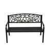 50" Outdoor Welcome Backrest Cast Iron&PVC Bench - as picture