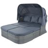 Outdoor Patio Furniture Set Daybed Sunbed with Retractable Canopy Conversation Set Wicker Furniture Sofa Set - Grey