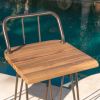 River Street Designs Edward Outdoor 3 Piece Industrial Acacia Wood Bar Set with Iron Frame, Teak, Rustic Metal - Teak Finish/ Rustic Metal