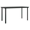 Patio Dining Table Black 55.1"x27.6"x29.1" Steel and Glass - Black