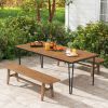 79 Inch 8-Person Outdoor Dining Table with 1.9 Inch Umbrella Hole - as show