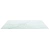 Table Top White 27.6"x27.6" 0.2" Tempered Glass with Marble Design - White