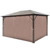 Gazebo with Curtain Brown Aluminum 157.5"x118.1" - Brown