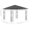 Gazebo with Mosquito Net 9.8'x9.8'x9' Anthracite 0.6 oz/ft² - Grey