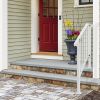 Handrails for Outdoor Steps, Iron Handrail Fits 2 Step, Transitional Handrail with Installation Kit, White - as picture