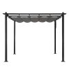 395*300*245cm Dark Gray Columns, Dark Gray Adjustable Polyester Shade Cloth, 5 Beams, Wrought Iron Gazebo - as picture