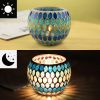 Mosaic Glass Candlestick Color Snowflake Mosaic Candle Holder Romantic Candlelight Table Centerpieces Party Dinner Wedding Decor - 3PCS set A - CN