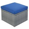 Outdoor Patio Furniture Set Daybed Sunbed with Retractable Canopy Conversation Set Wicker Furniture  - Blue