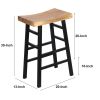 30 Inch Barstool with Saddle Style Wood Seat, Ladder Base, Brown and Black - as Pic