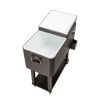 80QT Rolling Outdoor Patio Cooler Cart on Wheels Portable Ice Chest with Shelf - Silver