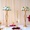 Gold/Silver Wedding Candle Holders Decor Table Centerpiece Pillar Flower Vase Rack Stand Road Lead Floral Bouquet Party Supplies - Gold Middle - China